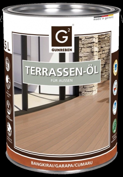 2,5 Liter Gunreben Garapa Öl, das pigmentierte Terrassenöl wird empfohlen für ca. 20-25 m²